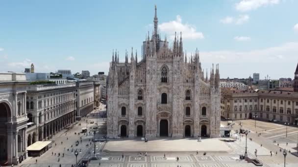 Itália Milão Julho 2020 Drone Vista Aérea Praça Catedral Duomo — Vídeo de Stock