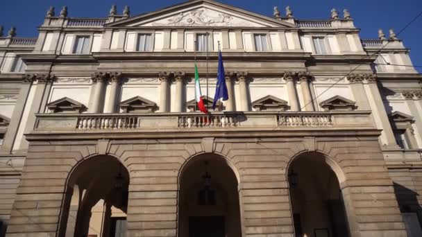 Italien Milano December 2019 Italien Milano Stad Landmärke Byggnad Scala — Stockvideo