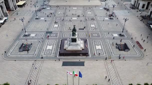 Itálie Milán Červenec 2020 Letecký Pohled Náměstí Katedrály Duomo Cíl — Stock video