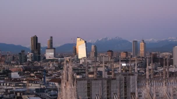 Letecký Panoramatický Výhled Centrum Města Nové Panorama Mrakodrapy Unicredit Tower — Stock video