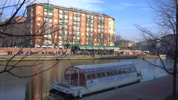 Italia Milán Enero 2020 Navigli Canals Darsena Una Atracción Importante — Vídeos de Stock
