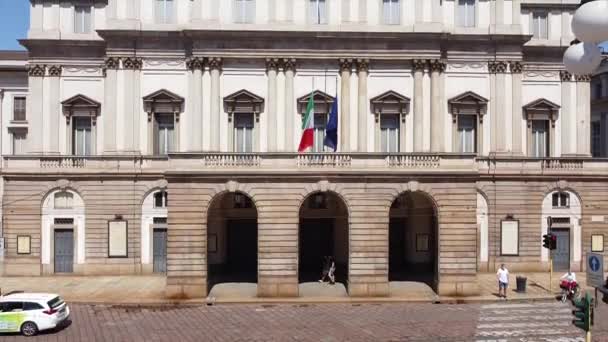 Italia Milán Diciembre 2019 Italia Milan City Landmark Building Scala — Vídeos de Stock