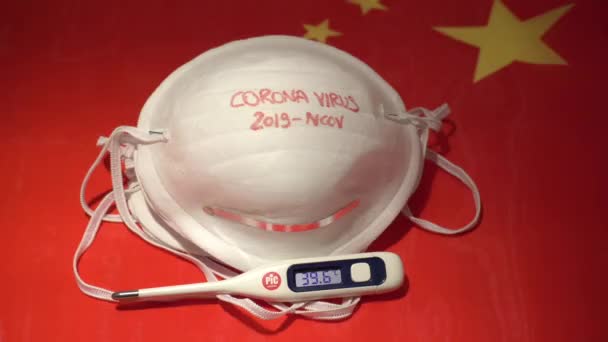 Neuartiges Coronavirus 2019 Ncov Wuhan Viruskonzept Chirurgische Maske Schutzmaske Auf — Stockvideo