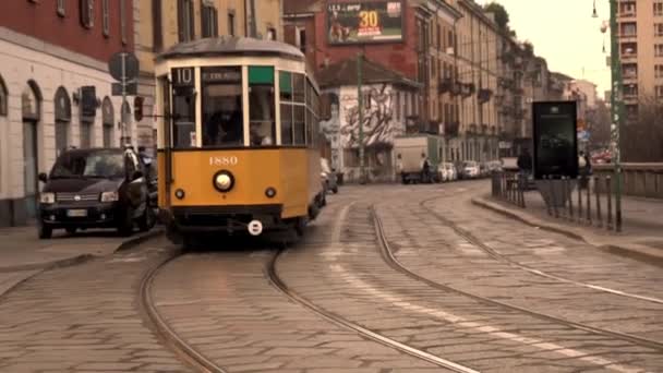 Milan City Street Στην Ιταλία Πλάνα — Αρχείο Βίντεο