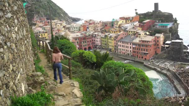 Dell Amore Beroemde Wandelroute Tussen Wijngaarden Aan Kust Van Vernazza — Stockvideo