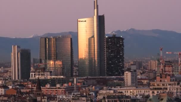 Aerial Panoramic View Downtown City New Skyline Skyscrapers Unicredit Tower — Stock Video