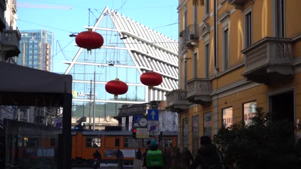 Europa Italien Mailand Januar 2020 Paolo Sarpi Chinesischer Bezirk Coronavirus — Stockvideo