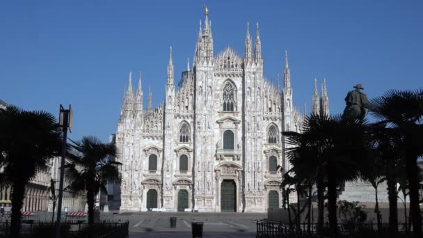 Milan Talya Nisan 2020 Duomo Katedralindeki Boş Meydan Cov19 Coronavirus — Stok video