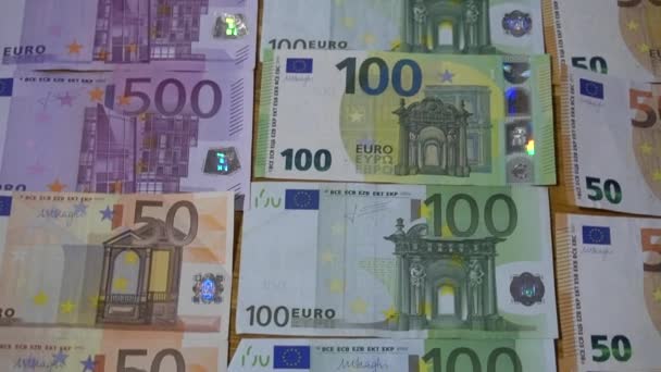 ユーロの現金の背景 ユーロマネーヨーロッパ銀行券 接線ポリシー — ストック動画