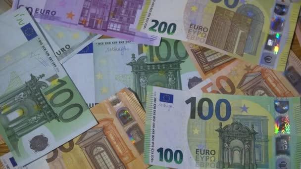 Euro Bargeld Hintergrund Euro Money Europe Banknoten Tangentialpolitik — Stockvideo