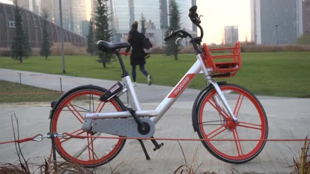 Europe Italy Milan January 2020 Mobike Sharing Bike Downtown City — Stock Video