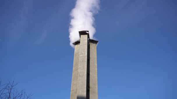 Rauch Aus Dem Kamin Heizung Schwimmender Rauch Schornsteinfeger Vor Blauem — Stockvideo