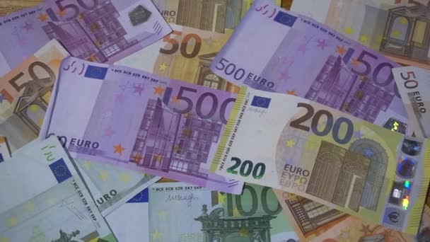 Euro Geld Euro Bargeld Hintergrund Euro Banknoten — Stockvideo