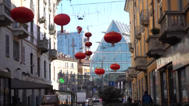 Ευρώπη Ιταλία Μιλάνο Ιανουαρίου 2020 Paolo Sarpi Chinese District Coronavirus — Αρχείο Βίντεο