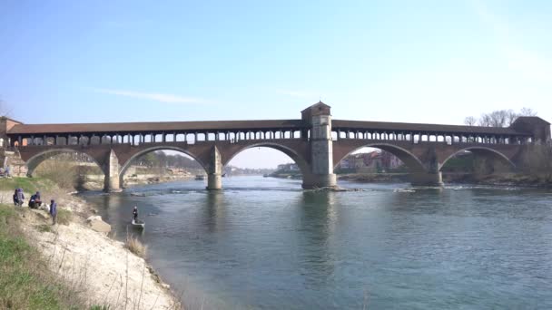 Italia Marzo 2020 Ponte Coperto Ponte Vecchio Puente Ladrillo Piedra — Vídeo de stock