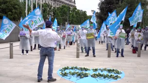 Milán Italia Junio 2020 Las Enfermeras Con Máscaras Protestan Contra — Vídeos de Stock