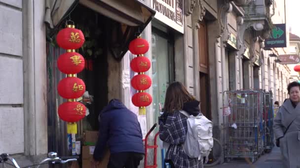 Europa Itália Milão Janeiro 2020 Paolo Sarpi Distrito Chinês Coronavirus — Vídeo de Stock