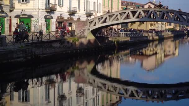 Itálie Milán Ledna 2020 Navigli Kanály Darsena Důležitou Atrakcí Pro — Stock video