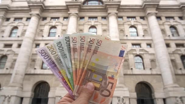 Itália Milão Setembro 2019 Dinheiro Euro Cash Background Euro Money — Vídeo de Stock