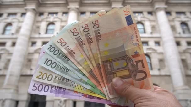 Itália Milão Setembro 2019 Dinheiro Euro Cash Background Euro Money — Vídeo de Stock