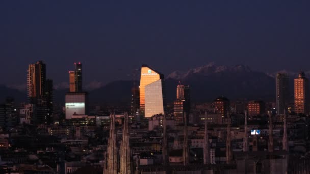 Şehrin Merkezinin Havadan Panoramik Görüntüsü Gökdelenleri Unicredit Kulesi Olan Yeni — Stok video