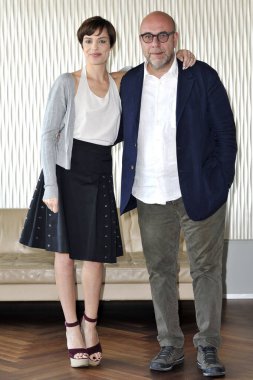 Milan, İtalya - Eylül 2016: Paolo Virzi ile Micaela Ramazzotti.