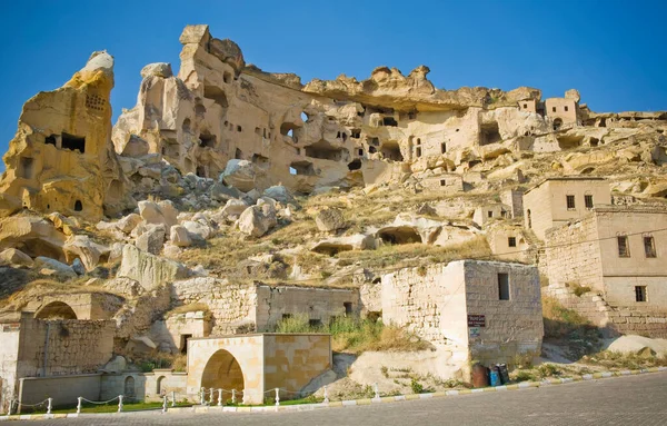 Cappadocia Landscape Goreme Village Turkey Typical House Stones — Stock Photo, Image