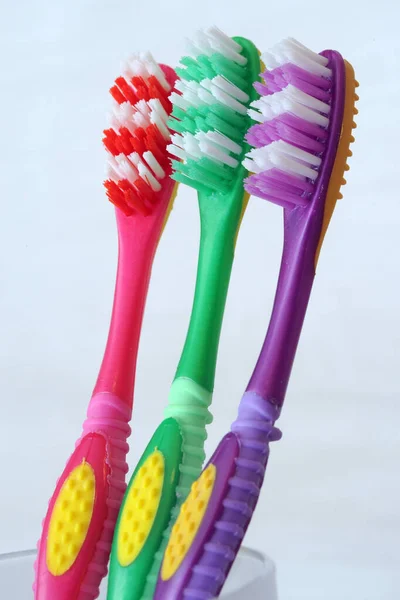 Toothbrush Red Green Violet Toothbrushes Various Colors Oral Hygiene Dentist — Stock Photo, Image