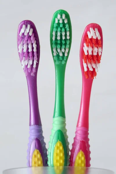 Toothbrush Red Green Violet Toothbrushes Various Colors Oral Hygiene Dentist — Stock Photo, Image