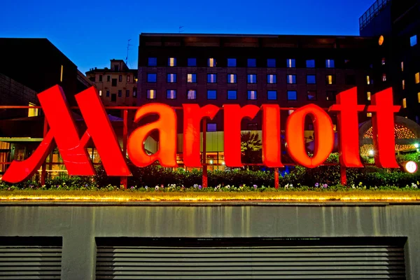 Milan Italie Novembre 2018 Logo Marriott Hotel Célèbre Dans Monde — Photo