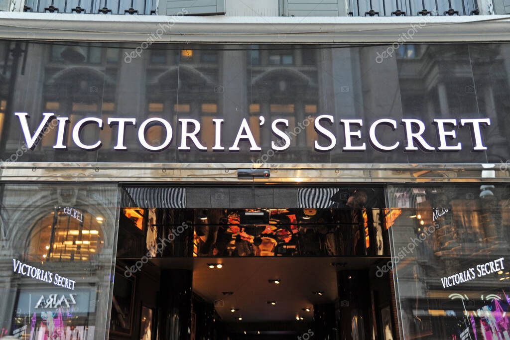 Milan, Italy - October 23,2018: Victorias Secret logo and shop luxury in Milano
