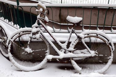 Parktaki eski bisiklet.