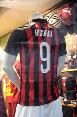 Milan, İtalya 29 Ekim 2018 Higuain ac Milan futbol takımının 9 numaralı tişörtü.
