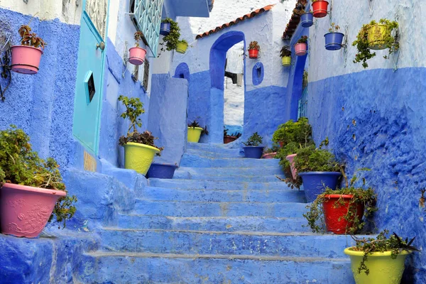 Afrika Fas Aşçı Medine Nsanlığın Mavi Şehir Mirasında Işi Ürünler — Stok fotoğraf