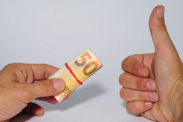 Hand Hält Geld Der Hand — Stockfoto