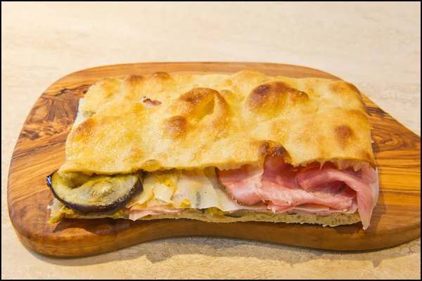 Close Roman Stuffed Focaccia — Stok Foto