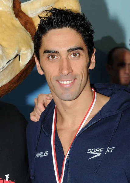 Italien Mailand April 2020 Filippo Magnini Italienischer Schwimmer Posiert — Stockfoto