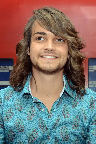 Italien Mailand Februar 2018 Valerio Scanu Italienischer Sänger Posiert — Stockfoto