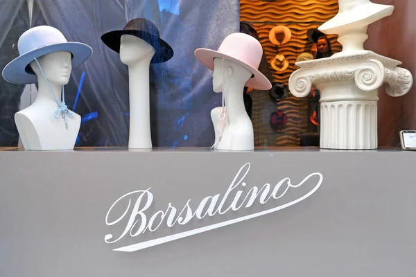Milaan Italië Oktober 2018 Borsalino Logo Winkel — Stockfoto