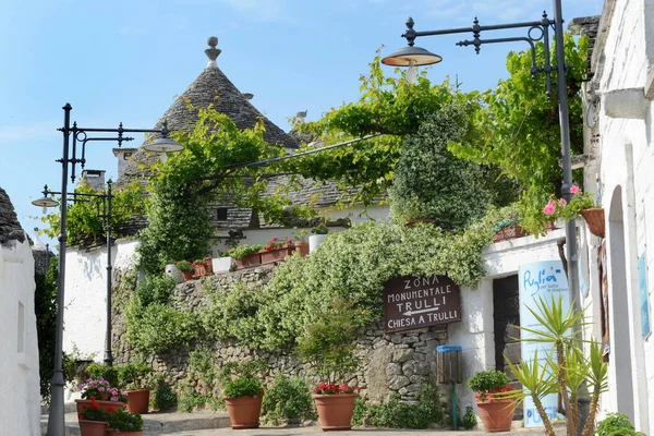 Alberobello Italië Puglia Unieke Trulli Huizen Met Conische Daken Erfgoed — Stockfoto