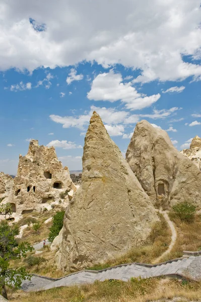 Cappadocia Landscape Goreme Village Turkey Typical House Stones — Stock Photo, Image