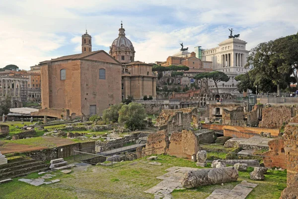 Itália Roma Fóruns Imperiais Fori Imperiali Ruínas Romanas Unesco — Fotografia de Stock