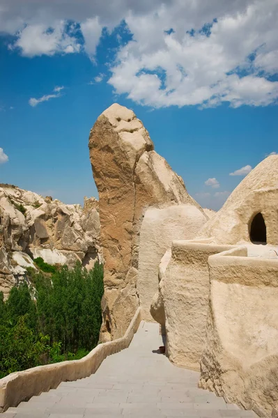 Cappadocia Landscape Goreme Village Turkey Typical House Stones — Stock Photo, Image