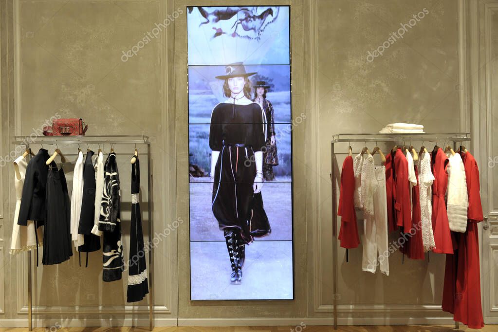 Italy - Milan dicember 22,2017 - Dior boutique - luxury store in Montenapoleone road - Bags and accessories