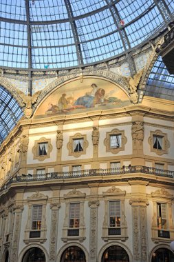 Milan, Italy - november 14, 2017: Glass doom of the Galleria Vittorio Emanuele II in central Milan. This gallery is one of the world's oldest shopping malls and tourist attraction of Milan
