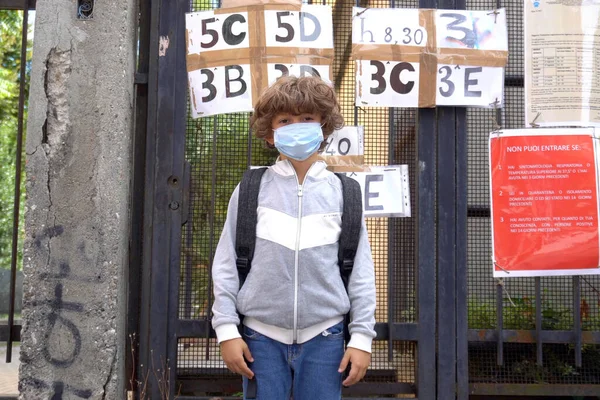 Milan Vita Famiglia Durante Emergenza Covid Coronavirus Ritorno Scuola Con — Photo