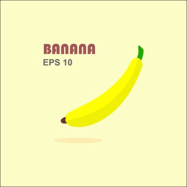 Taze muz vektör çizimi. Sarı derili ve yeşil saplı bir muz ikonu. Bahçeden koparılmış..