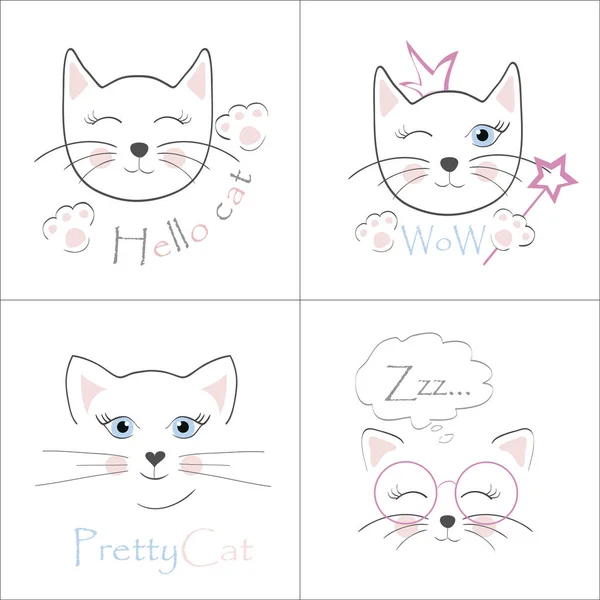 인사말 포스터 고양이 로열티 프리 스톡 일러스트레이션
