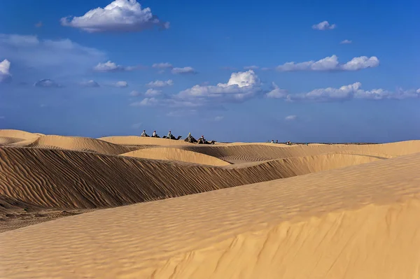 Puesta Sol Sahara Dependiendo Posición Luz Las Dunas Arena Cambian — Foto de Stock