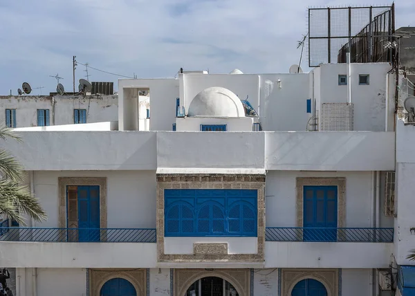Tunísia Sousse Medina Arquitetura Árabe Abunda Nas Fachadas Varandas Vários — Fotografia de Stock
